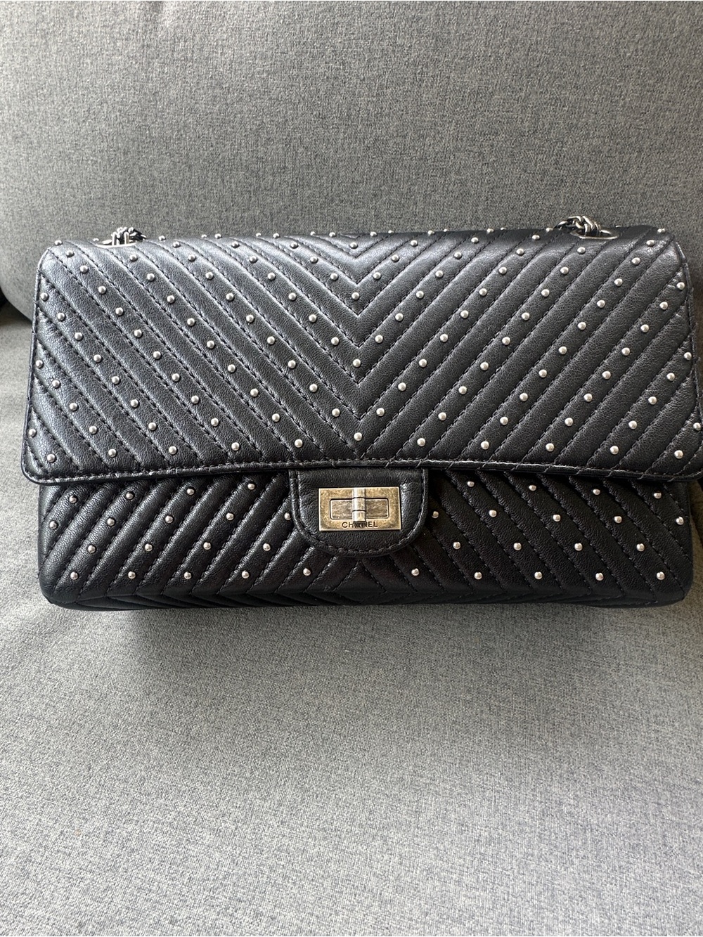 CHANEL Stud Wars Chevron 226 Reissue Double Flap Bag